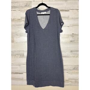 Adyson Parker Women's plus 1X dark blue short sleeve midi shirt dress stretch
